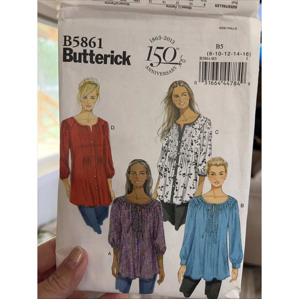 Butterick 5861 Pintuck Blouse Sewing Pattern Size 8-16 Cut Complete B5861